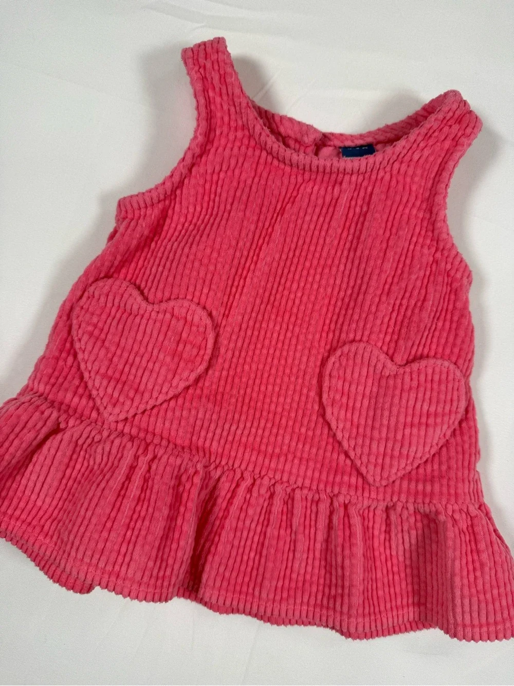 OLD‎ NAVY Girl Heart Applique Chenille Corduroy Dress 0-3M Valentine Cottagecore